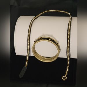 House of Harlow 1960 Gold and Black Bracelet Set